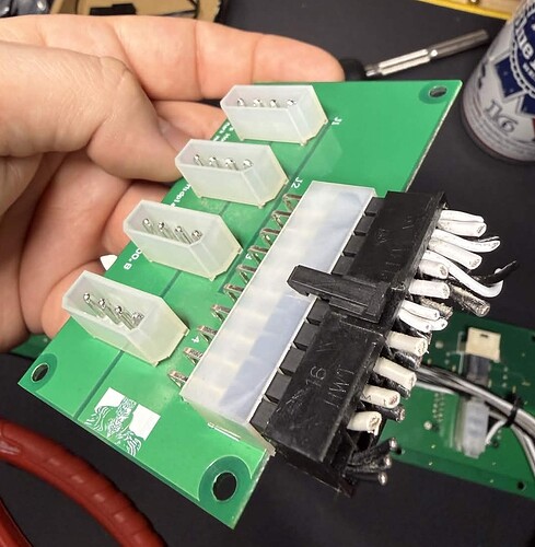 The Power Midplane with the 24-pin connector wires cut.